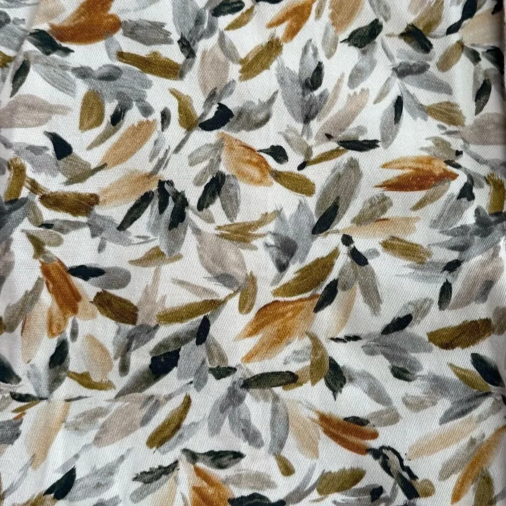Zara Basic Floral Leaf Print Slim Leg Trousers Size 8 Earth Tone Boho Chic